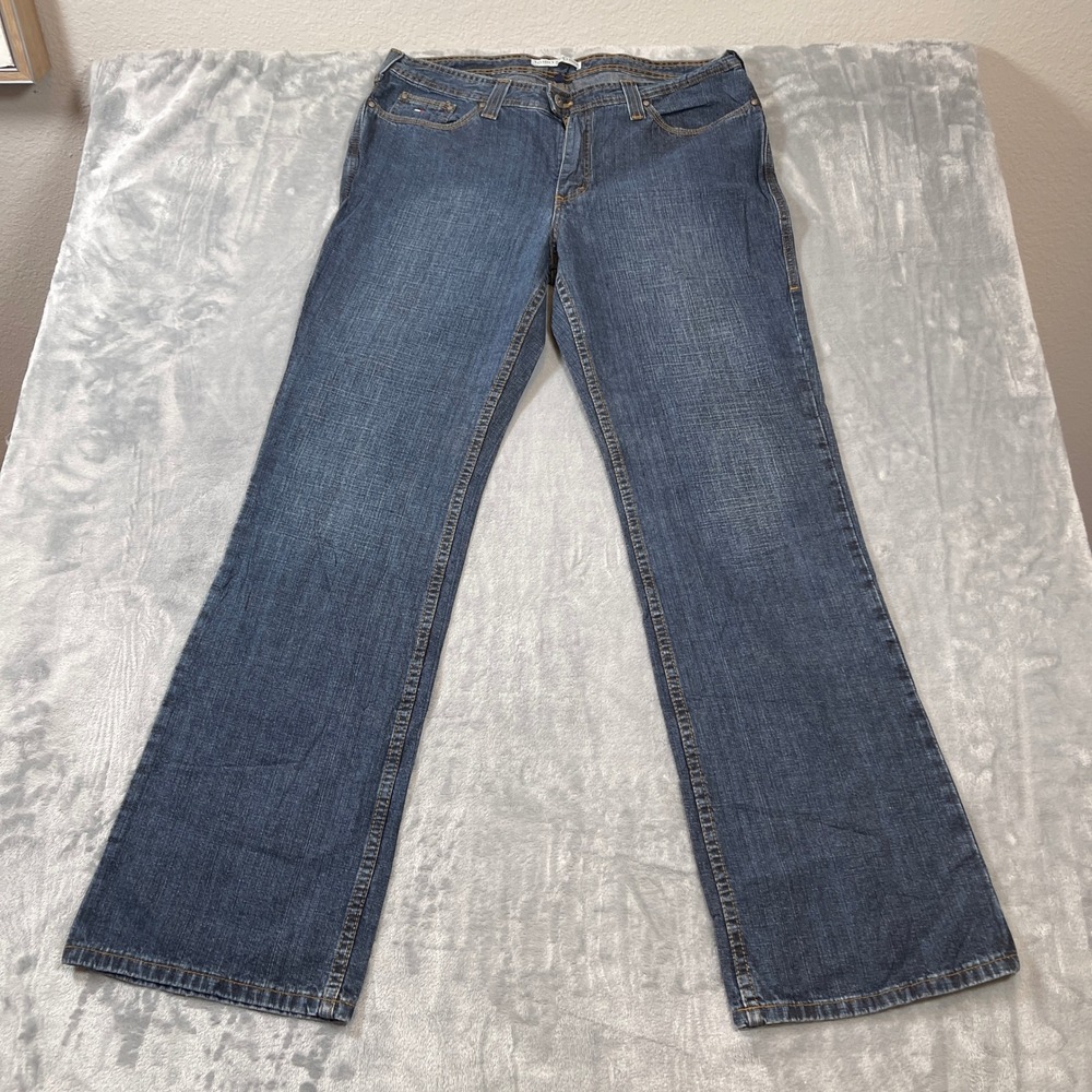 Tommy Hilfiger Womens Jeans Size 16 Dark Wash Denim Bootcut Flare Regular